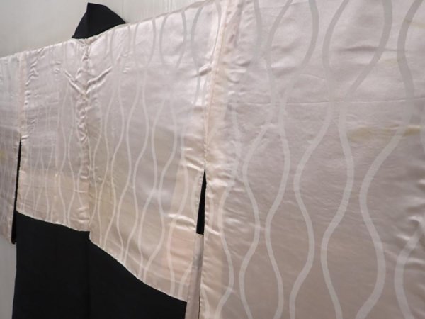 Photo8: 6430T04z580 Vintage Japanese Kimono Silk HAORI Wave Black (8)