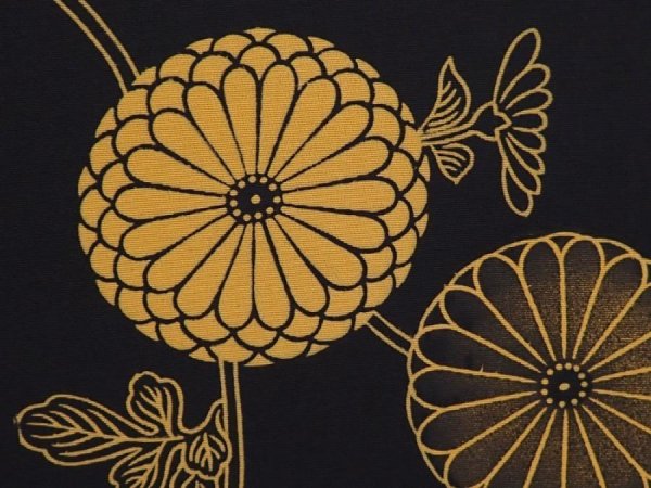 Photo4: 6430T05z610 Vintage Japanese Kimono Silk HAORI Chrysanthemum Black (4)