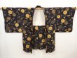 Photo5: 6430T05z610 Vintage Japanese Kimono Silk HAORI Chrysanthemum Black (5)