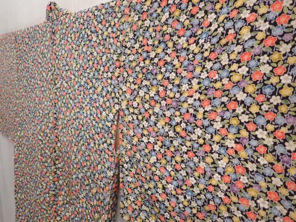 Photo2: 6430T06z570 Vintage Japanese Kimono Silk HAORI Flower Black (2)