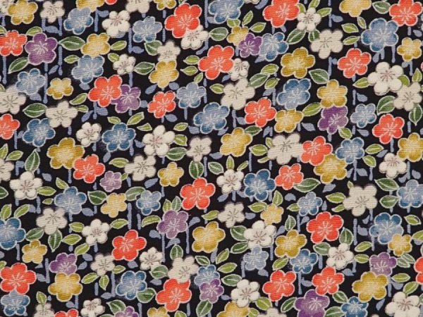 Photo4: 6430T06z570 Vintage Japanese Kimono Silk HAORI Flower Black (4)