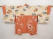 Photo7: 6430T07z400 Vintage Japanese Kimono Silk HAORI Chrysanthemum Dark salmon (7)