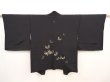 Photo1: 6430T09z580 Vintage Japanese Kimono Silk HAORI Butterfly Black (1)
