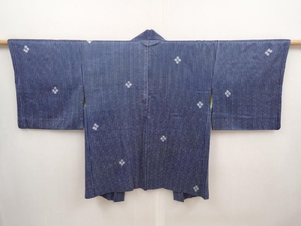 Photo1: 6430T10z500 Vintage Japanese Kimono Silk HAORI  Blue-Gray (1)