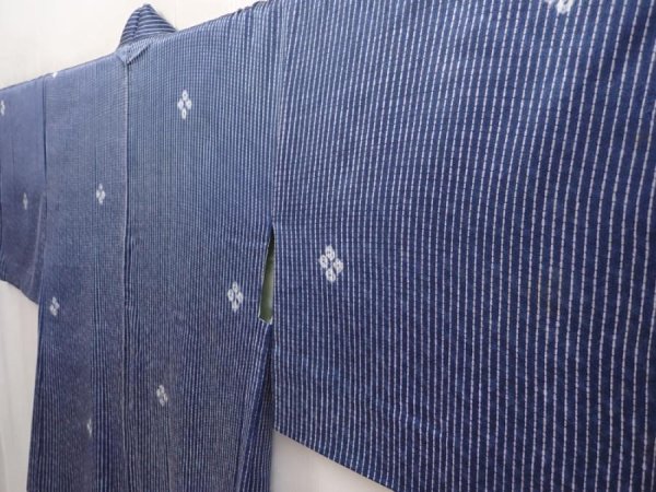 Photo2: 6430T10z500 Vintage Japanese Kimono Silk HAORI  Blue-Gray (2)