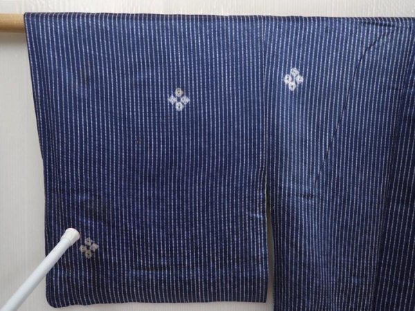 Photo6: 6430T10z500 Vintage Japanese Kimono Silk HAORI  Blue-Gray (6)