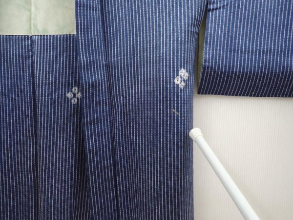 Photo7: 6430T10z500 Vintage Japanese Kimono Silk HAORI  Blue-Gray (7)