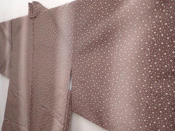 Photo2: 6430T11z610 Vintage Japanese Kimono Synthetic HAORI Dot Brown-Gray (2)