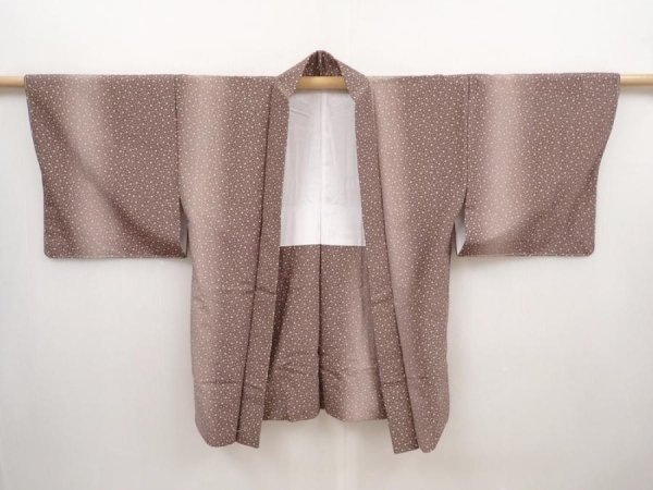 Photo5: 6430T11z610 Vintage Japanese Kimono Synthetic HAORI Dot Brown-Gray (5)
