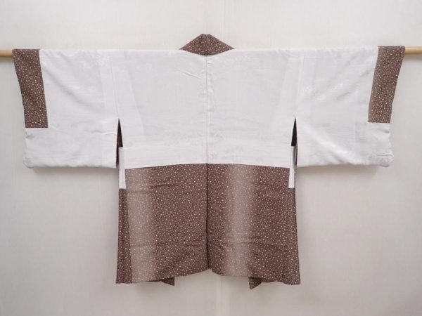 Photo6: 6430T11z610 Vintage Japanese Kimono Synthetic HAORI Dot Brown-Gray (6)