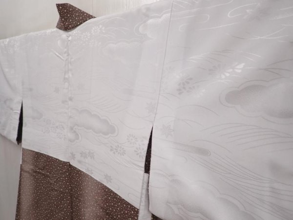 Photo7: 6430T11z610 Vintage Japanese Kimono Synthetic HAORI Dot Brown-Gray (7)