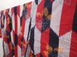 Photo2: 6430T12z700 Antique Japanese Kimono Cotton TSUMUGI Flower Dark red (2)