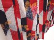 Photo3: 6430T12z700 Antique Japanese Kimono Cotton TSUMUGI Flower Dark red (3)