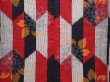 Photo5: 6430T12z700 Antique Japanese Kimono Cotton TSUMUGI Flower Dark red (5)