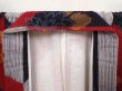 Photo7: 6430T12z700 Antique Japanese Kimono Cotton TSUMUGI Flower Dark red (7)