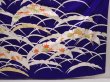 Photo7: 6430T13z1050 Vintage Japanese Kimono Silk FURISODE Flowers Dark lavender blue (7)
