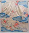 Photo1: 6430T14z1230 Vintage Japanese Kimono Silk FURISODE Flowers Off-white (1)