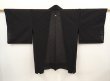 Photo1: 6508T01z350 Vintage Japanese Kimono Silk See through HAORI Tatewaku Black (1)