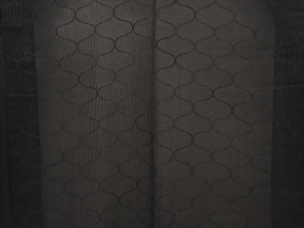 Photo3: 6508T01z350 Vintage Japanese Kimono Silk See through HAORI Tatewaku Black (3)