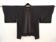 Photo6: 6508T01z350 Vintage Japanese Kimono Silk See through HAORI Tatewaku Black (6)
