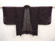 Photo1: 6508T02z240 Vintage Japanese Kimono Silk See through HAORI  Black (1)