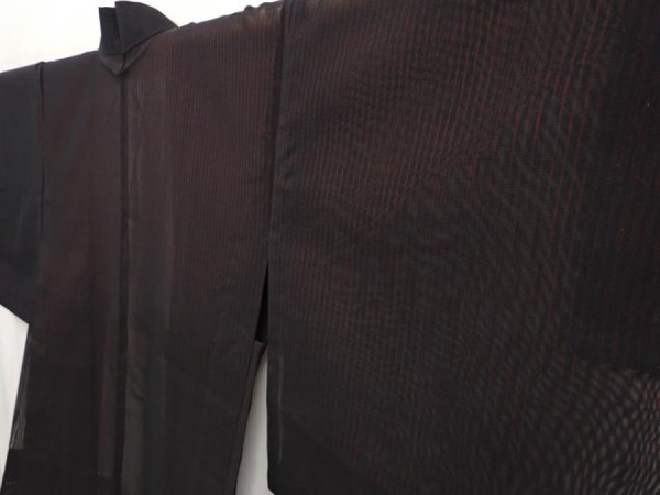 Photo2: 6508T02z240 Vintage Japanese Kimono Silk See through HAORI  Black (2)