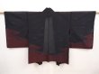Photo1: 6508T04z300 Vintage Japanese Kimono Silk See through HAORI Plants Black (1)
