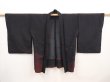 Photo5: 6508T04z300 Vintage Japanese Kimono Silk See through HAORI Plants Black (5)