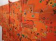 Photo2: 6508T05z610 Vintage Japanese Kimono Silk HAORI Flowers Orangered (2)