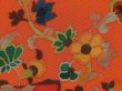 Photo4: 6508T05z610 Vintage Japanese Kimono Silk HAORI Flowers Orangered (4)