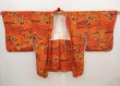 Photo5: 6508T05z610 Vintage Japanese Kimono Silk HAORI Flowers Orangered (5)
