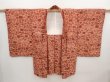 Photo5: 6508T06z390 Vintage Japanese Kimono Silk MEISEN HAORI Flower Dark coral (5)