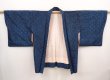 Photo5: 6508T07z420 Vintage Japanese Kimono Silk HAORI  Dark blue (5)