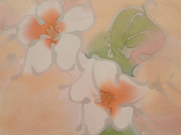 Photo4: 6508T09z560 Vintage Japanese Kimono Silk HAORI Flower Peach (4)