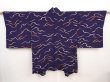 Photo1: 6508T10z460 Vintage Japanese Kimono Silk HAORI  Dark navy (1)