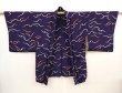 Photo5: 6508T10z460 Vintage Japanese Kimono Silk HAORI  Dark navy (5)
