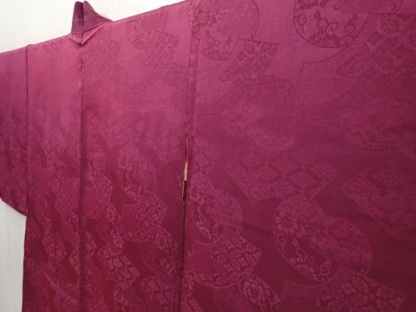 Photo2: 6508T11z550 Vintage Japanese Kimono Silk HAORI Jigami Dark purple (2)