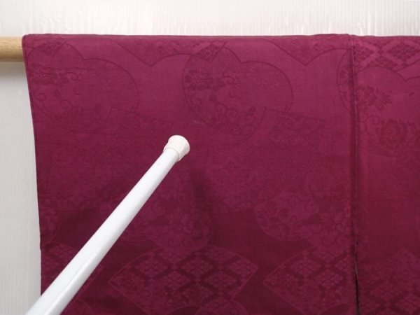 Photo5: 6508T11z550 Vintage Japanese Kimono Silk HAORI Jigami Dark purple (5)