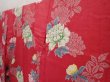 Photo2: 6508T14z690 Antique Japanese Kimono Silk FURISODE Peony Red-Pink (2)