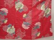 Photo7: 6508T14z690 Antique Japanese Kimono Silk FURISODE Peony Red-Pink (7)