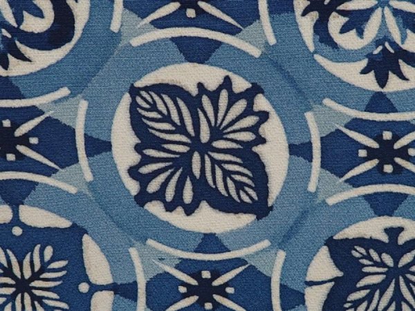 Photo4: 6514T03z550 Vintage Japanese Kimono Silk HAORI Leaves Dull sea blue (4)