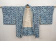 Photo5: 6514T03z550 Vintage Japanese Kimono Silk HAORI Leaves Dull sea blue (5)