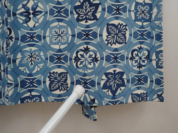 Photo8: 6514T03z550 Vintage Japanese Kimono Silk HAORI Leaves Dull sea blue (8)