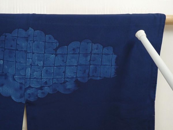 Photo7: 6514T04z550 Vintage Japanese Kimono Silk HAORI Cloud Navy (7)