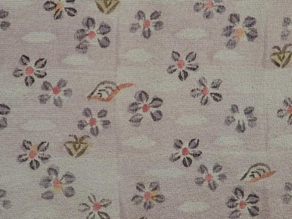Photo4: 6514T06z640 Vintage Japanese Kimono Silk HAORI Flower Light gray (4)