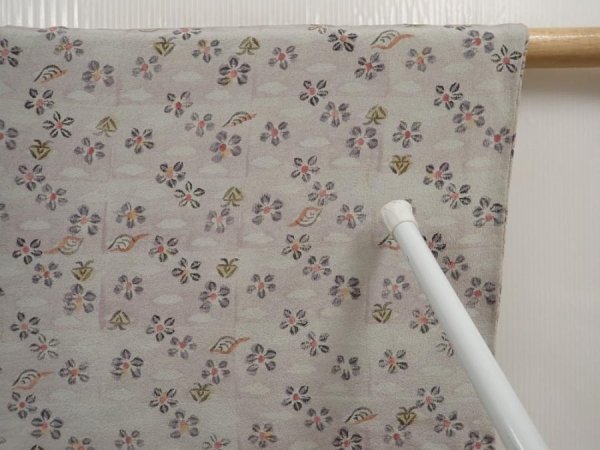 Photo5: 6514T06z640 Vintage Japanese Kimono Silk HAORI Flower Light gray (5)