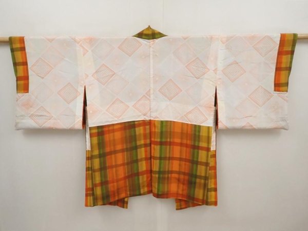 Photo6: 6514T07z550 Vintage Japanese Kimono Silk HAORI  Dark orange (6)
