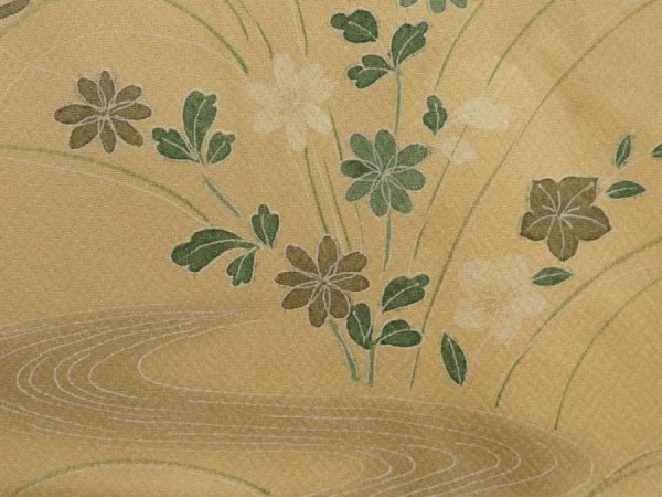 Photo4: 6514T08z580 Vintage Japanese Kimono Silk HAORI Flower Saffron yellow (4)