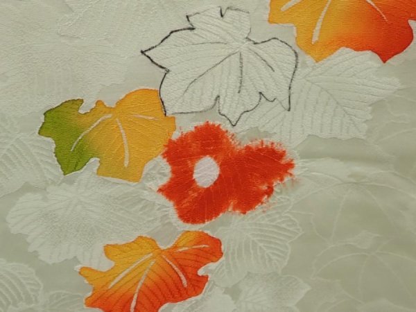 Photo4: 6514T10z590 Vintage Japanese Kimono Silk HAORI Ivy Soft green (4)