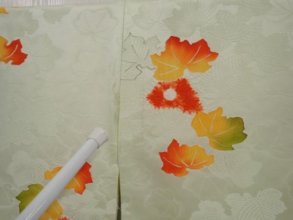 Photo6: 6514T10z590 Vintage Japanese Kimono Silk HAORI Ivy Soft green (6)